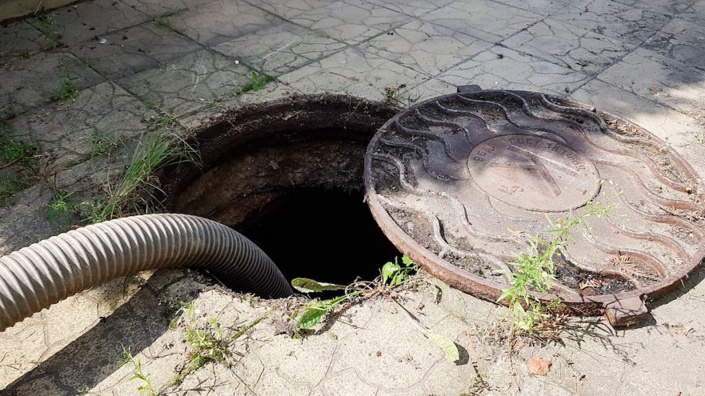 Slow-draining pipe indicating potential septic or wastewater blockage in Healesville.