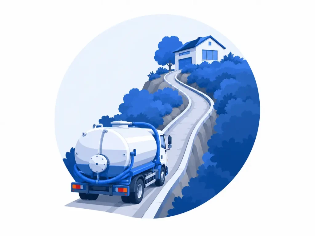 septic service truck difficult site access